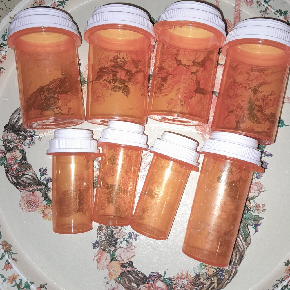 Set of Orange Craft/Prescription Bottles with White Caps